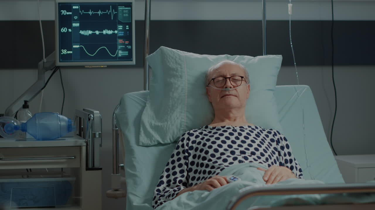 Hospital ward patient sleeping in bed at medical unit