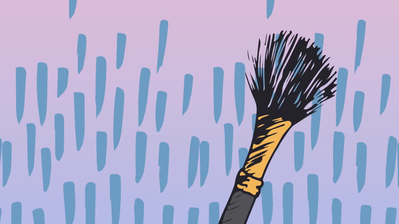 분홍색 배경에 메이크업 브러시의 애니메이션