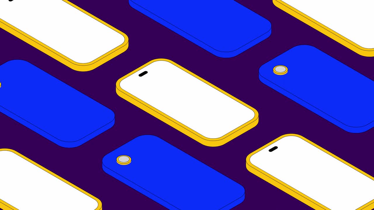 los teléfonos inteligentes que se encuentran en filas se alternan con la pantalla hacia abajo y la pantalla hacia arriba