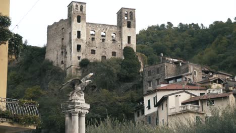 ruined castle in a mountainous italian village