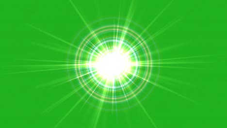 rayos de luz y anillos gráficos de movimiento de pantalla verde