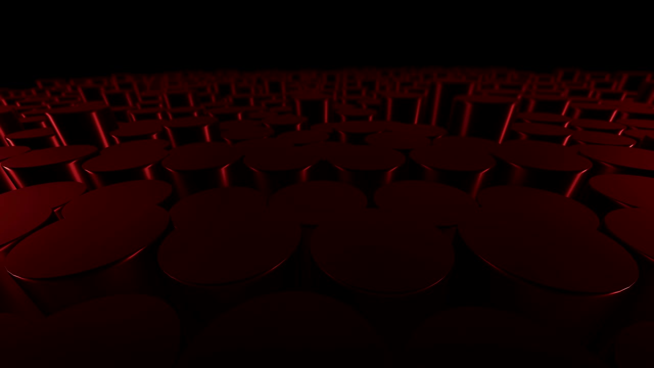 fondo de movimiento abstracto de círculos 3d oscuros brillantes que se mueven al azar