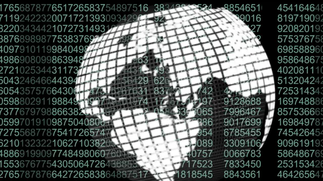 Matrix style animation behind a Globe