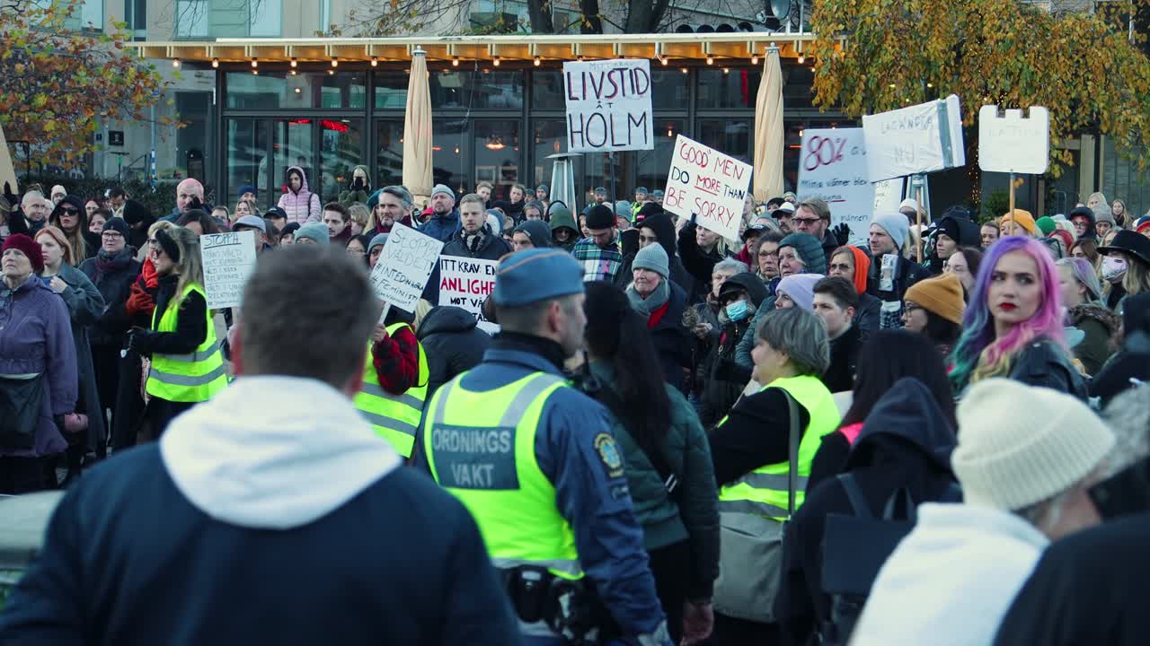 Women’s rights rally against men’s violence in Stockholm, Sweden