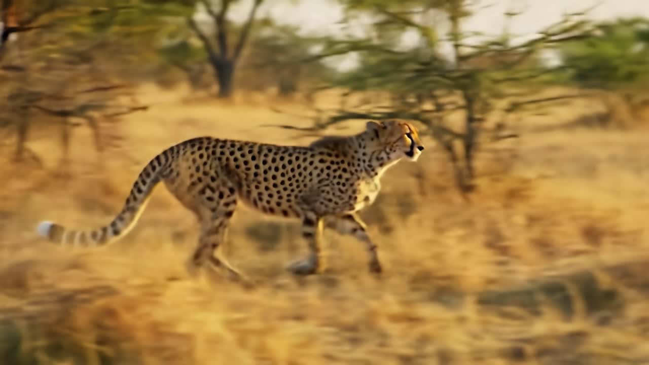 A Cheetah in Motion: Capturing the Grace and Speed of One of Nature's Fastest Land Animals in a Stunning African Landscape