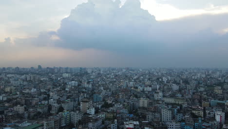 rainy weather approaching the city of dhaka, bangladesh, monsoon season