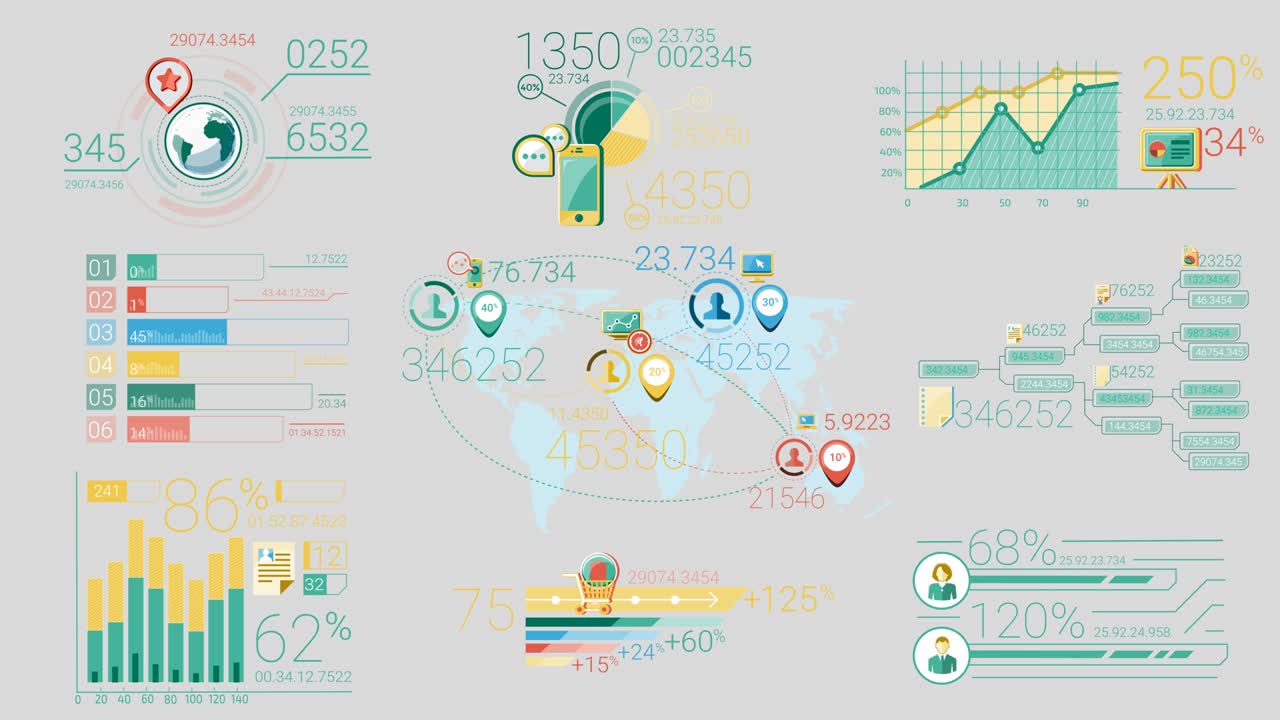 비즈니스 인포그래픽스 알파 채널의 색상 요소