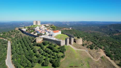 going up around evoramonte castle.built on one of the highest points of the ossa mountain mixing elements of the gothic and renaissance styles inspired by italy.evoramonte,estremoz,portugal
