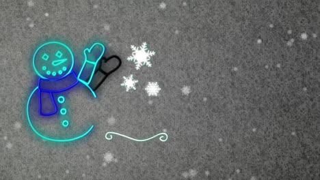 Animation-Der-Weihnachtlichen-Neondekoration-Auf-Grauem-Hintergrund