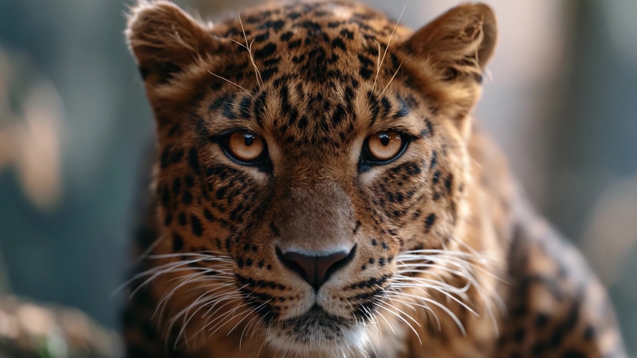 Doğal Bir Ortamda Güçlü Bakışlarını ve Karmaşık Benek Desenlerini Sergileyen Görkemli Bir Leoparın Çarpıcı Yakın Çekimi