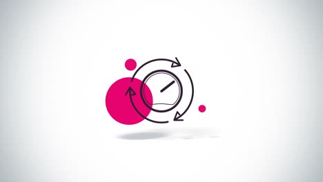 abstract flat speedometer symbol with arrows rotate animation on white background.