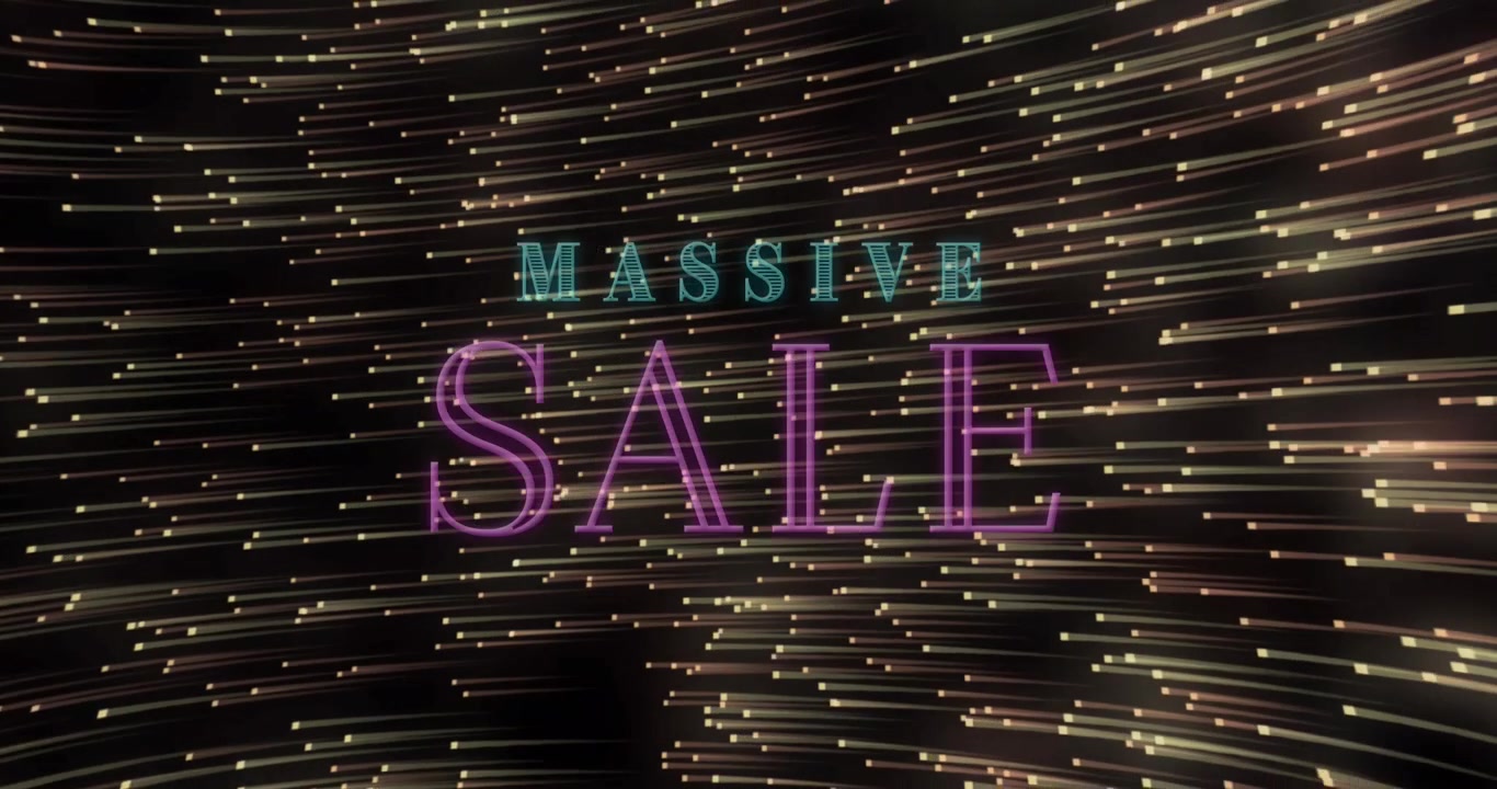 Animation of massive sale text over spots