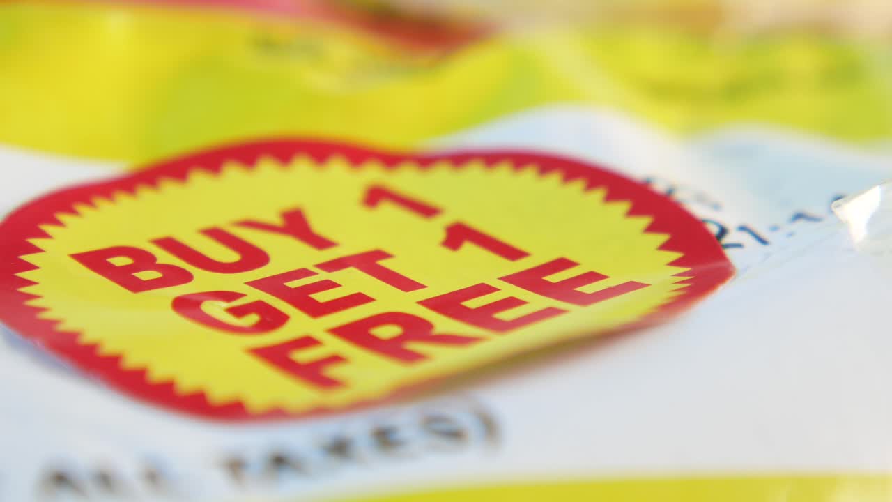 Buy one get one free sale label