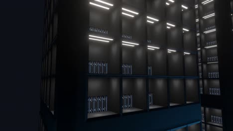 animation of lights flickering on servers in server room