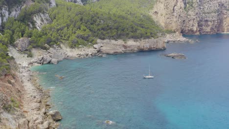 ibiza natural green hiking route in mountains next to mediterranean sea