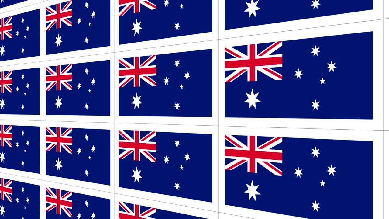 hoja de postales con la bandera nacional de australia en bucle