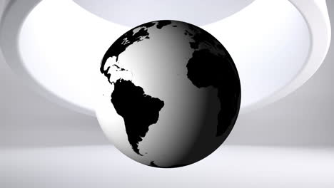 animation of spinning globe over white circle