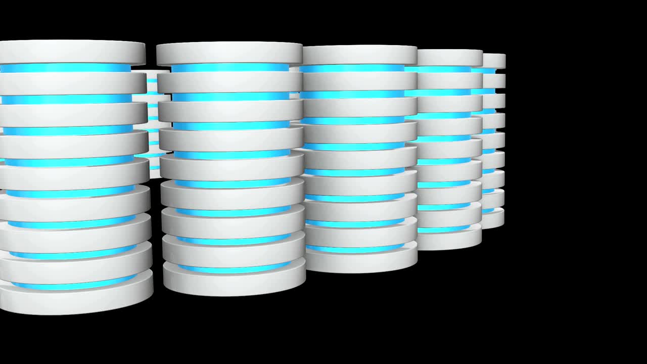 미래의 서버 하드 디스크와 데이터베이스 블록 또는 배터리 셀 웹 호스팅 또는 클라우드 컴퓨팅 개념