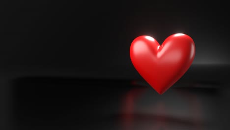 objeto pulsante en forma de corazón rojo en el espacio de texto negro.
