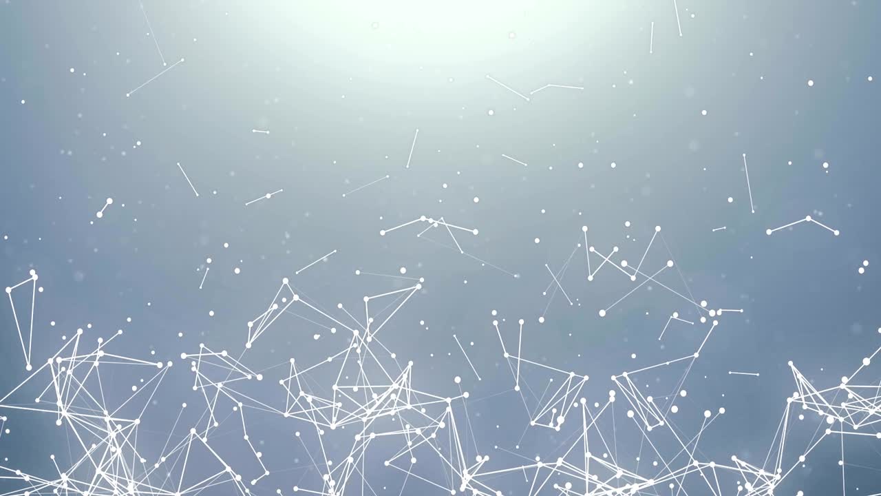 Clean White and gray movement of black three-dimensional plexus particles on a white background Geometrical background with flying particles and lines seamless loop animation background