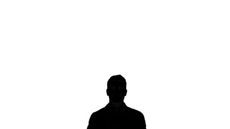 Silhouette-of-jumping-man-on-white-background