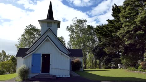 shot of religious chapel or funeral home for funeral service