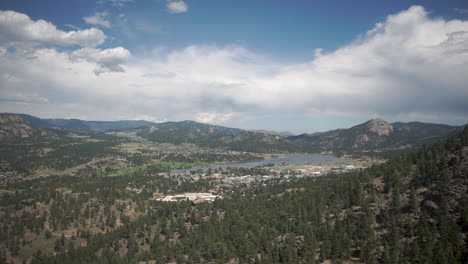 view of mountain town going up gondola