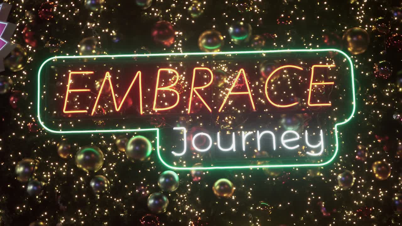 네온 빛으로 만든 동기 부여 텍스트, 크리스마스 새해 축제.