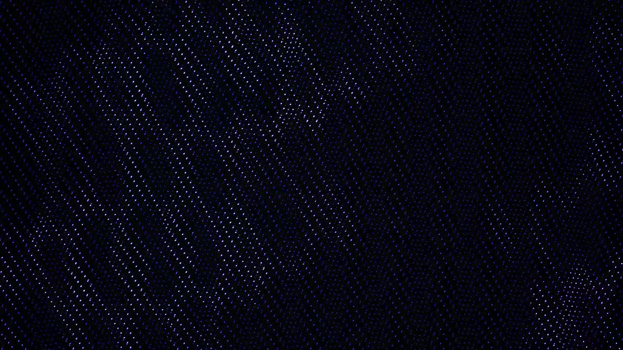Abstract Grid of Shimmering Blue and White Dots Moving on Dark Background