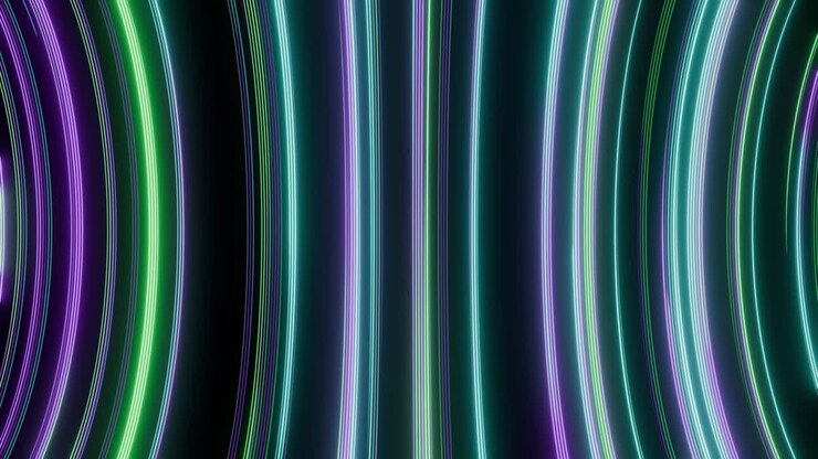Dynamic Glowing Neon Light Trails Moving Vertically