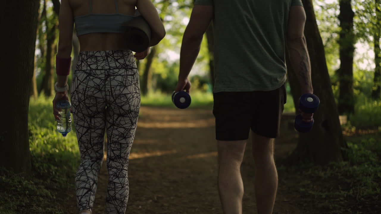 Couple exercising in nature