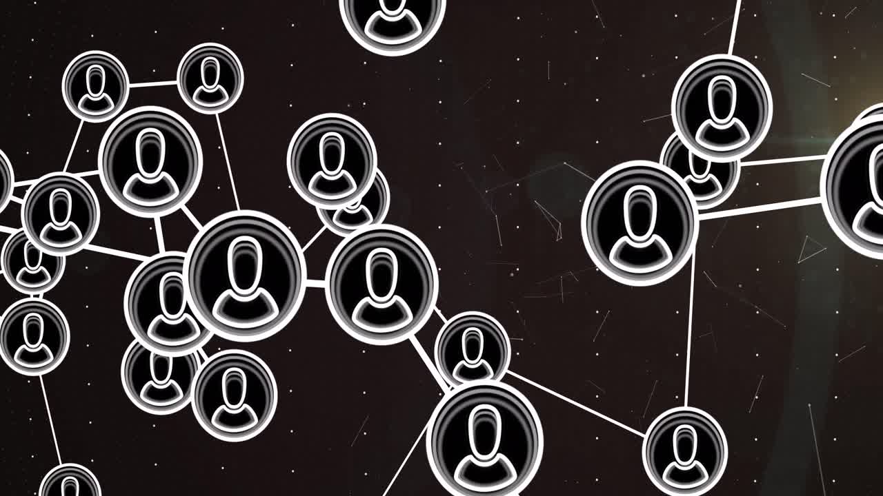 animación de la red de conexiones con los iconos de las personas