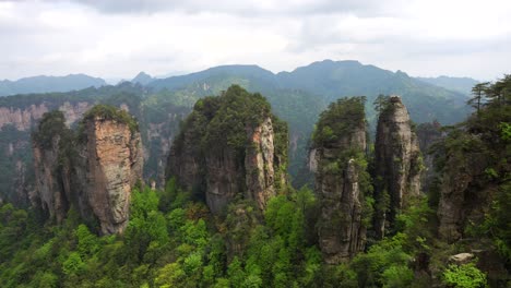breathtaking view of zhangjiajie's towering karst pillars surrounded by lush greenery and mountains
