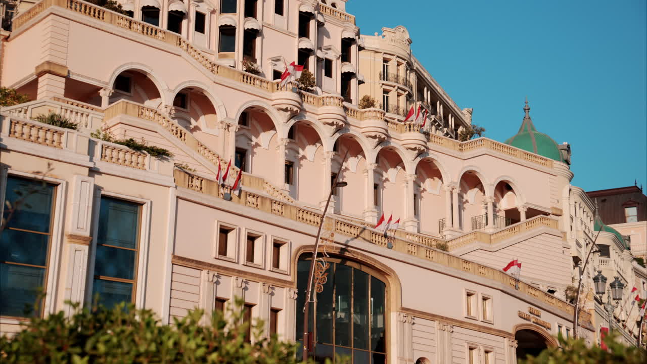 Monte Carlo, Monaco - October 14, 2024: The facade of Hotel de Paris in daylight