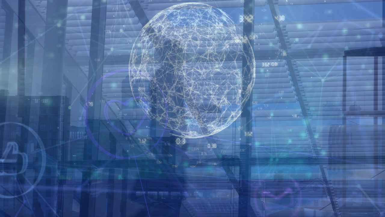 비즈니스 사람들이  ⁇ 고 있는 데이터 처리의 애니메이션