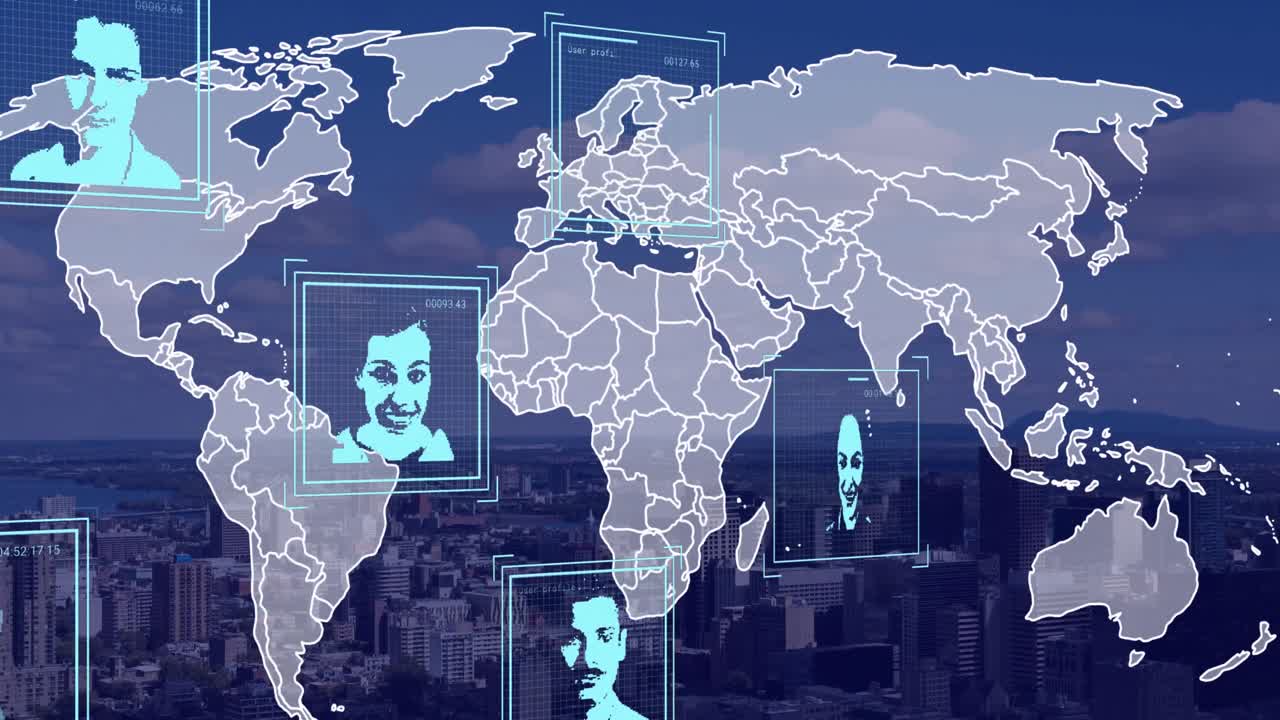 Animation of world map over people icons