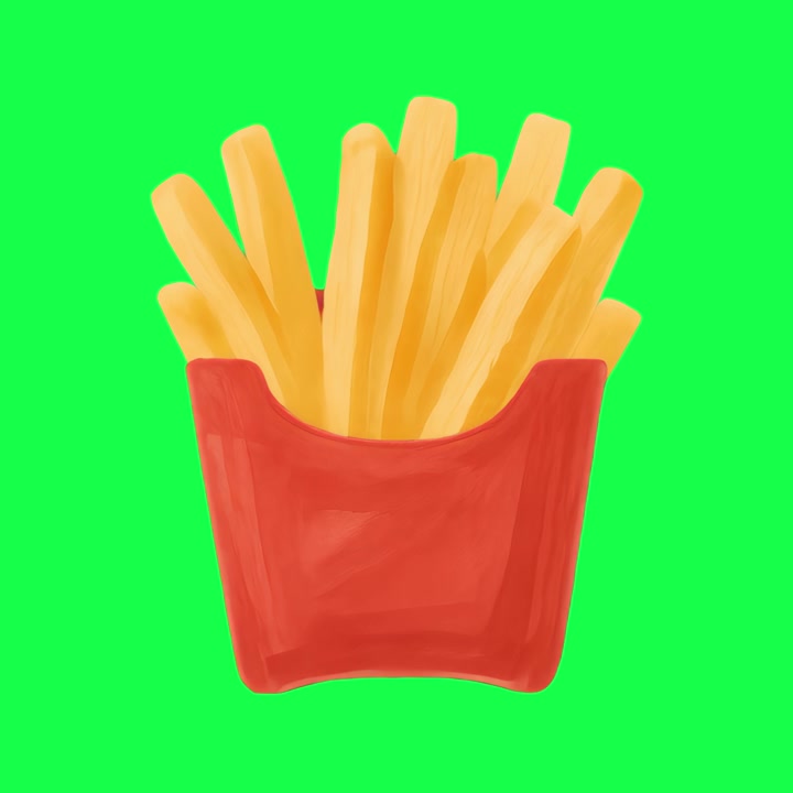 Animated Illustration of French Fries in a Red Carton