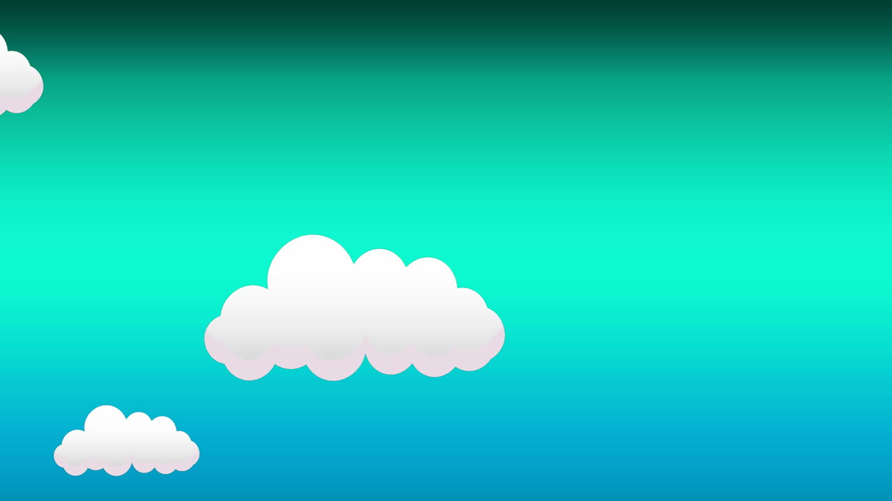 Animation of cloud icons moving against blue gradient background with copy space