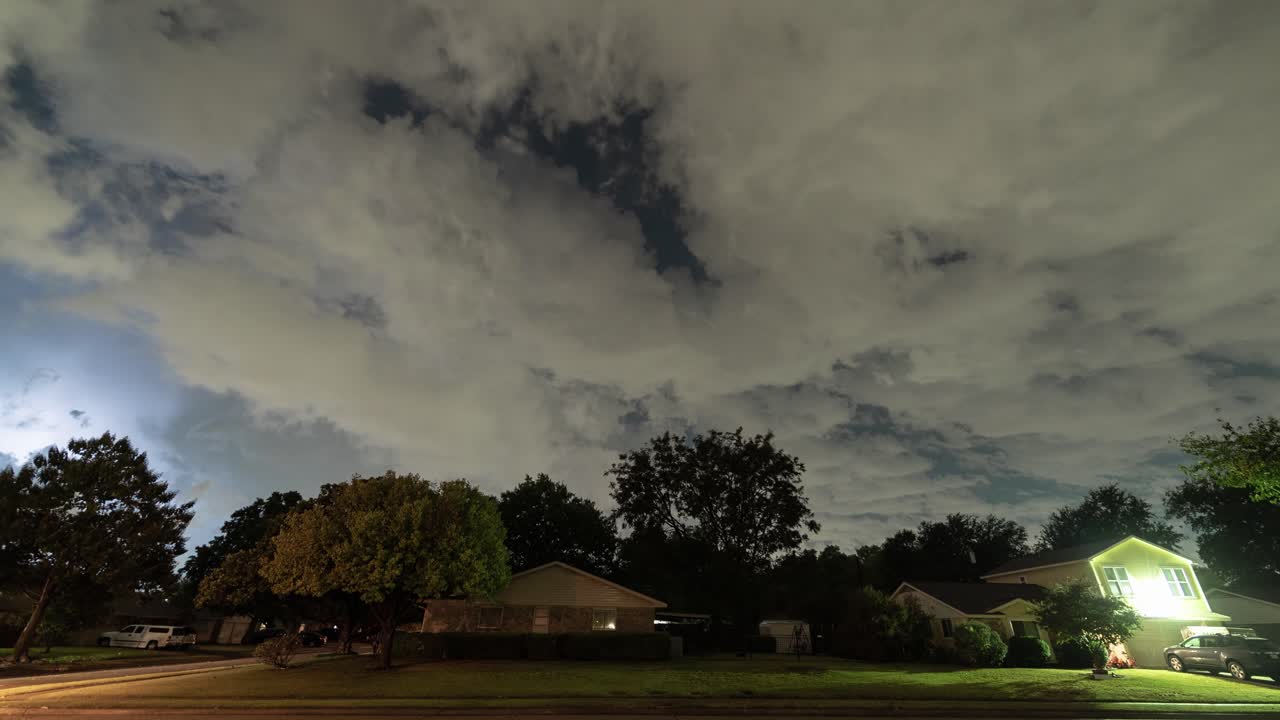 Night Sky Over Suburban Homes