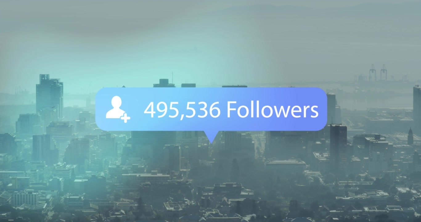 Animation of social media data processing over cityscape