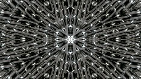 Abstract Metallic Industrial and Technology Concept Symmetric Pattern Ornamental Decorative Kaleidoscope Movement Geometric Circle and Star Shapes