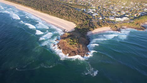 aerial view over norries head in new south wales, australia - drone shot