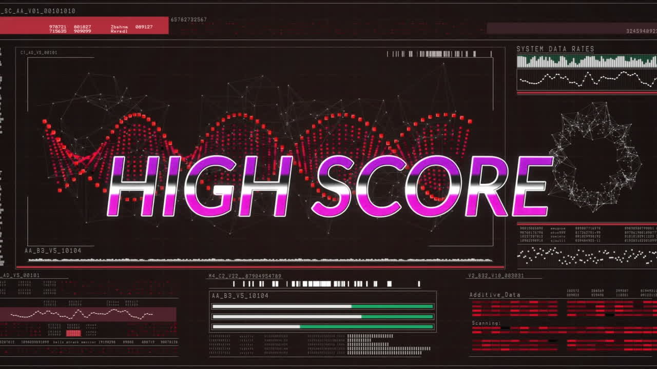 Animation of high score text over digital interface