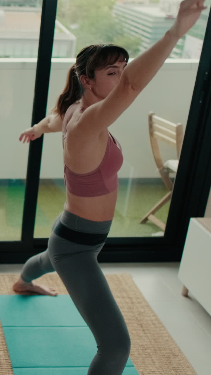 Woman Doing Yoga in Her Living Room