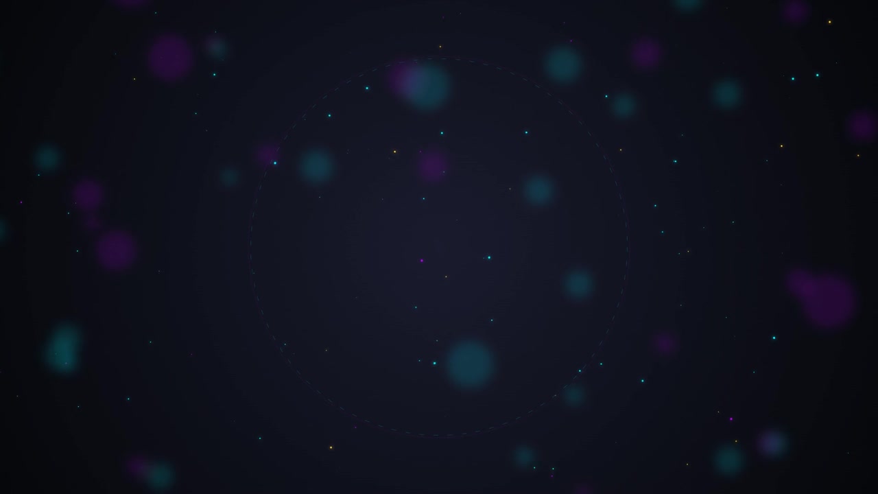 Abstract Motion Background with Floating Teal and Purple Bokeh Particles