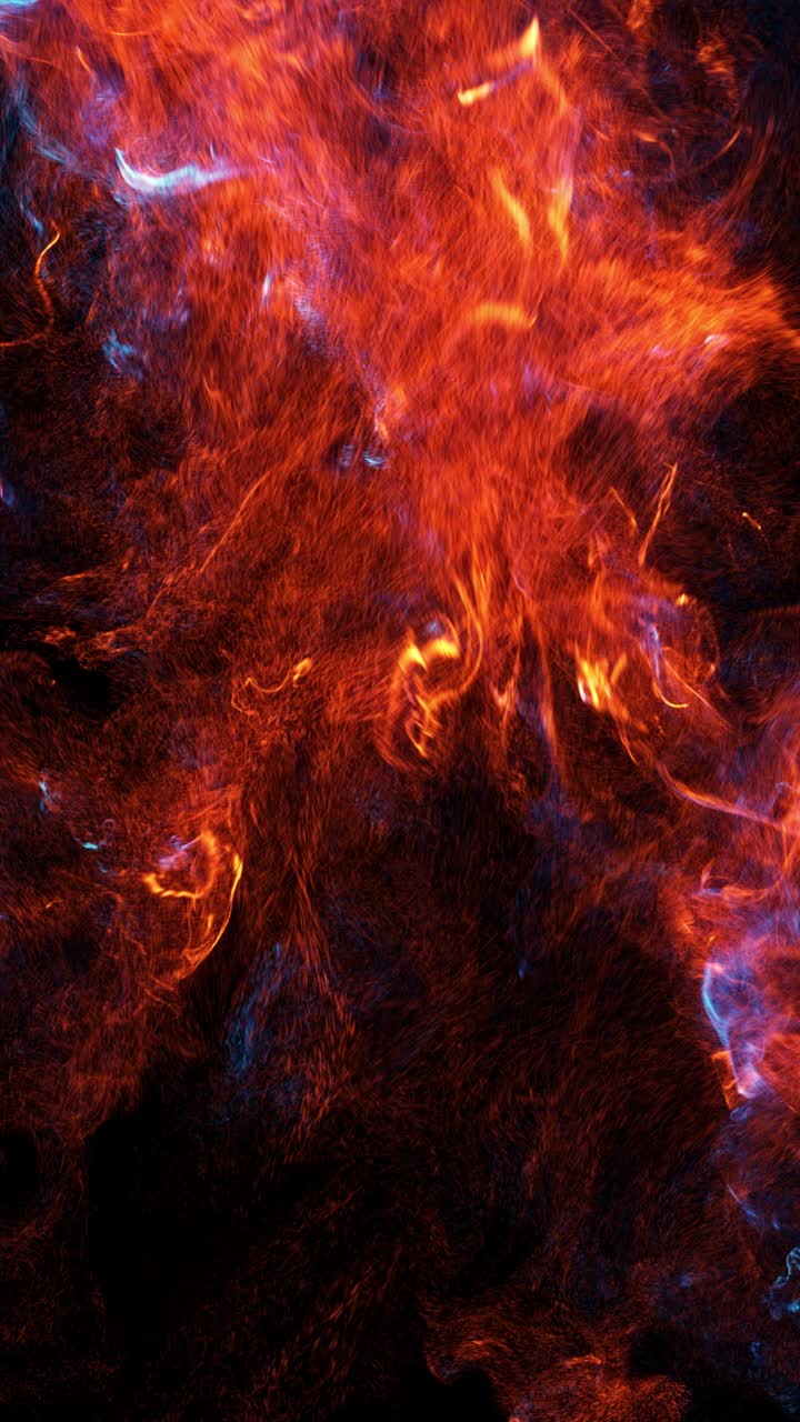 Dynamische blaue und rote Energiepartikel fließen auf dunklem Hintergrund
