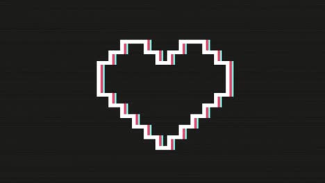 pixel heart on digital old tv screen seamless loop glitch interference animation new dynamic holiday retro joyful colorful retro vintage video footage