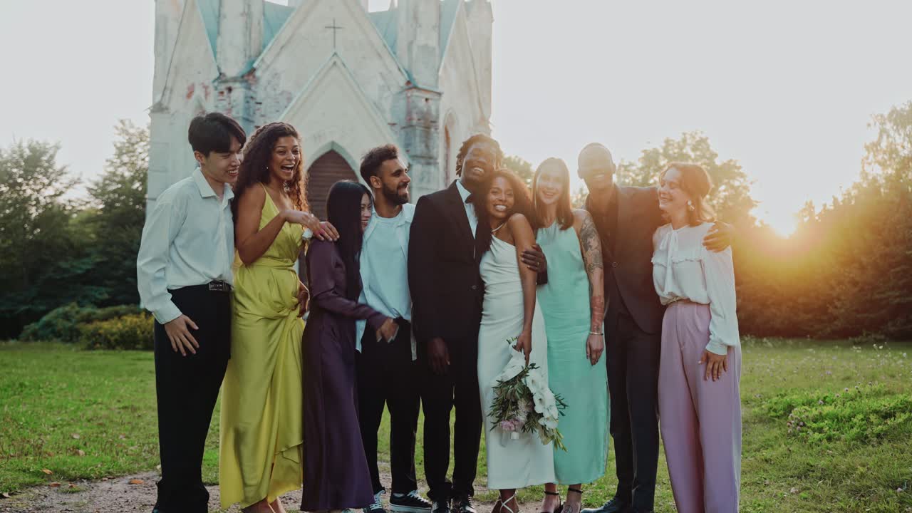 Wedding Celebration with Diverse Group of Friends and Family