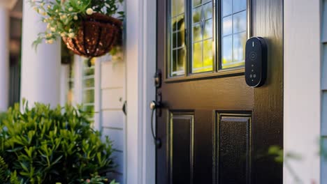 smart doorbell on a front door