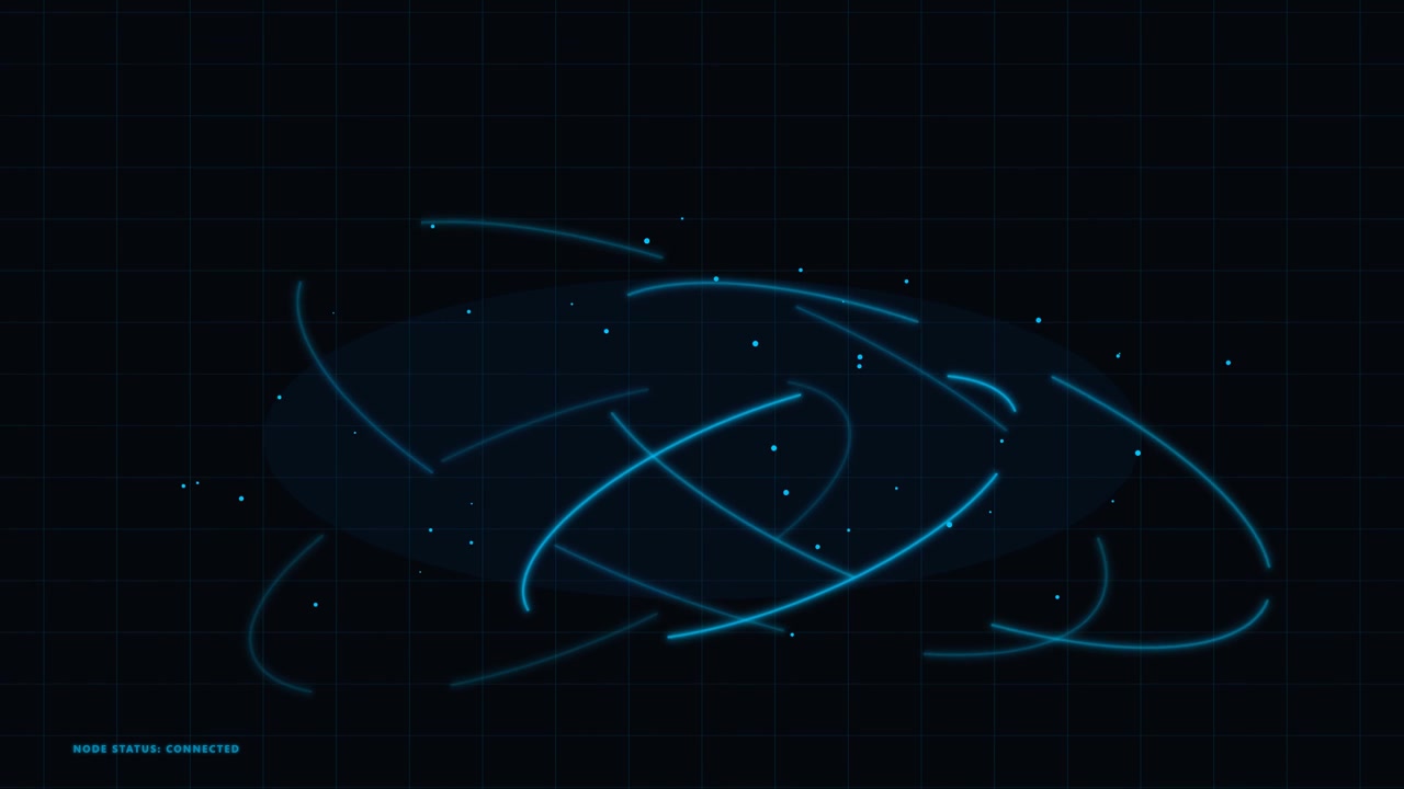 Abstract Digital Network Visualization with Glowing Blue Arcs and Particles